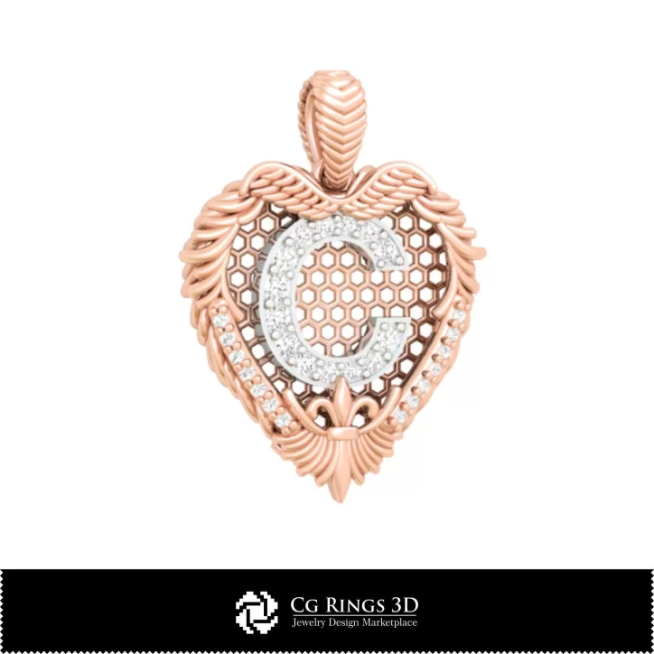 3D CAD Pendant With Letter C