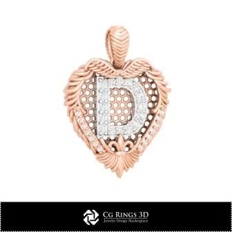 3D CAD Pendant With Letter D Home, Bijoux 3D CAO, Pendentifs 3D CAO, Bijoux Vintage 3D CAO, Pendentifs Diamant 3D, Pendentifs Le