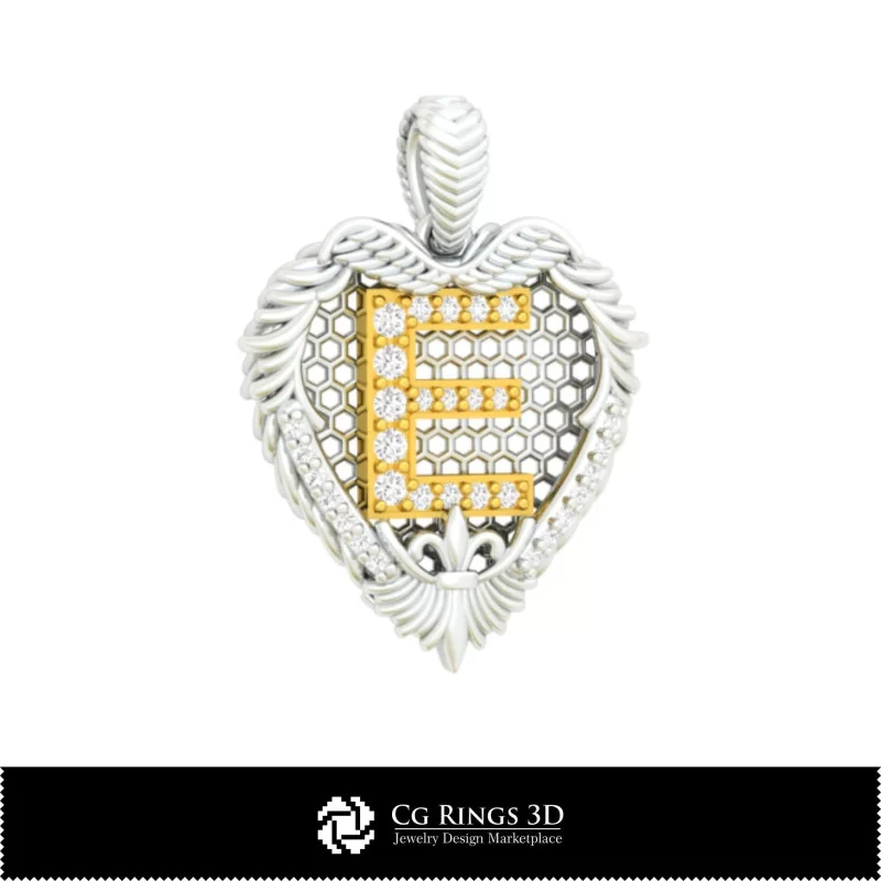 3D CAD Pendant With Letter E Home, Bijoux 3D CAO, Pendentifs 3D CAO, Bijoux Vintage 3D CAO, Pendentifs Diamant 3D, Pendentifs Le