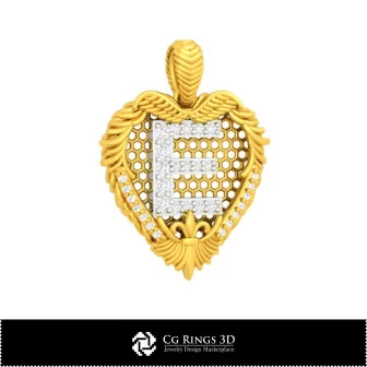 3D CAD Pendant With Letter E Home, Bijoux 3D CAO, Pendentifs 3D CAO, Bijoux Vintage 3D CAO, Pendentifs Diamant 3D, Pendentifs Le