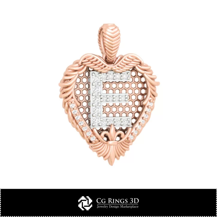 3D CAD Pendant With Letter E