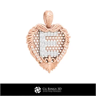 3D CAD Pendant With Letter E Home, Bijoux 3D CAO, Pendentifs 3D CAO, Bijoux Vintage 3D CAO, Pendentifs Diamant 3D, Pendentifs Le