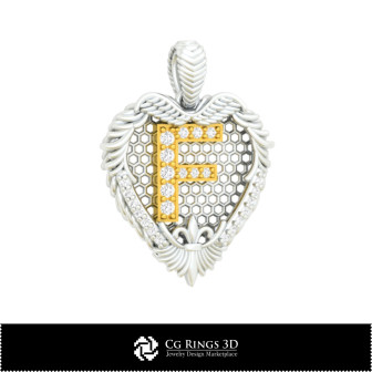 3D CAD Pendant With Letter F Home, Bijoux 3D CAO, Pendentifs 3D CAO, Bijoux Vintage 3D CAO, Pendentifs Diamant 3D, Pendentifs Le