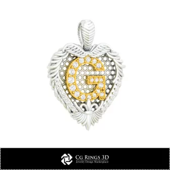 3D CAD Pendant With Letter G Home, Bijuterii 3D , Pandative 3D CAD, Bijuterii Vintage 3D CAD, Pandativ cu Diamante 3D , Pandativ