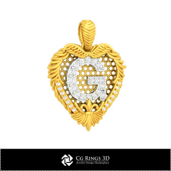 3D CAD Pendant With Letter G Home,  Jewelry 3D CAD, Pendants 3D CAD , Vintage Jewelry 3D CAD , 3D Diamond Pendants, 3D Letter Pe
