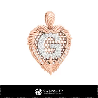 3D CAD Pendant With Letter G Home, Bijoux 3D CAO, Pendentifs 3D CAO, Bijoux Vintage 3D CAO, Pendentifs Diamant 3D, Pendentifs Le