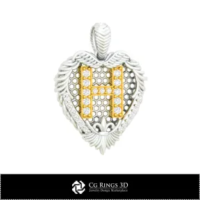 Pendentif 3D CAO avec lettre H Maison, Bijoux 3D CAO, Pendentifs 3D CAO, Bijoux vintage 3D CAO, Pendentifs diamant 3D, Lettre