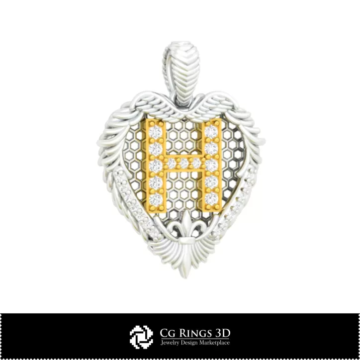Pendentif 3D CAO avec lettre H