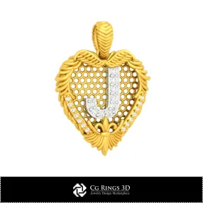 3D CAD Pendant With Letter J Home, Bijoux 3D CAO, Pendentifs 3D CAO, Pendentifs Lettre 3D