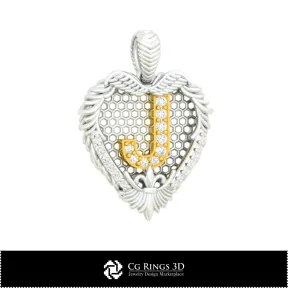 Pandantiv 3D CAD cu litera J