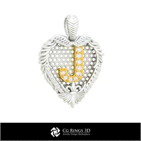 Colgante CAD 3D con la letra J
