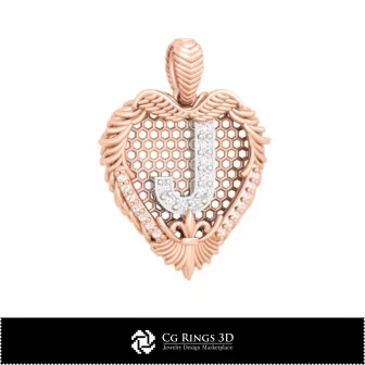 3D CAD Pendant With Letter J Home, Bijoux 3D CAO, Pendentifs 3D CAO, Pendentifs Lettre 3D