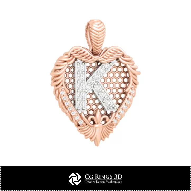 Pandantiv 3D CAD cu litera K