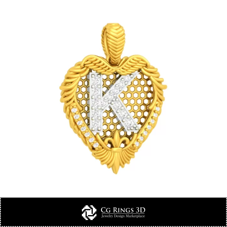 3D CAD Pendant With Letter K