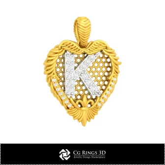 3D CAD Pendant With Letter K Home, Bijuterii 3D , Pandative 3D CAD, Pandativ cu Litere 3D 