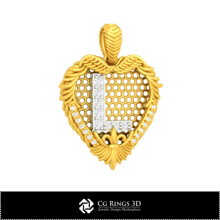 Pendant With Letter L-Jewelry 3D CAD Home,  Jewelry 3D CAD, Pendants 3D CAD , 3D Letter Pendants