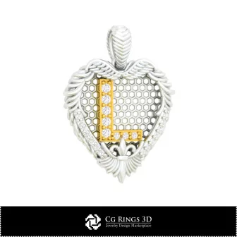 3D CAD Pendant With Letter L Home, Bijoux 3D CAO, Pendentifs 3D CAO, Pendentifs Lettre 3D