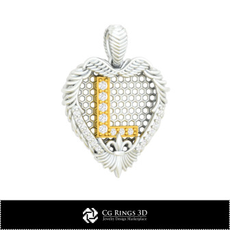 Pendant With Letter L-Jewelry 3D CAD Home,  Jewelry 3D CAD, Pendants 3D CAD , 3D Letter Pendants