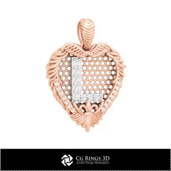 Pendant With Letter L-Jewelry 3D CAD Home, Jewelry 3D CAD, Pendants 3D CAD , 3D Letter Pendants