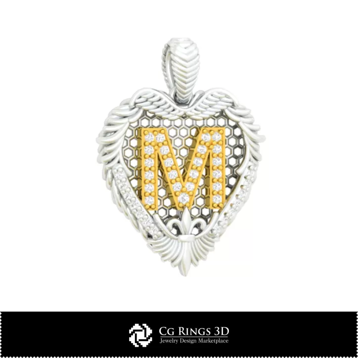 Pendente con Lettera M - CAD 3D Pendente con Lettera M - CAD 3D