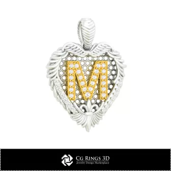Anhänger mit Buchstabe M - 3D-CAD Home, Schmuck 3D-CAD, Anhänger 3D-CAD, 3D-Buchstabenanhänger