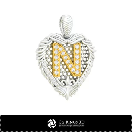 Pendant With Letter N - 3D CAD