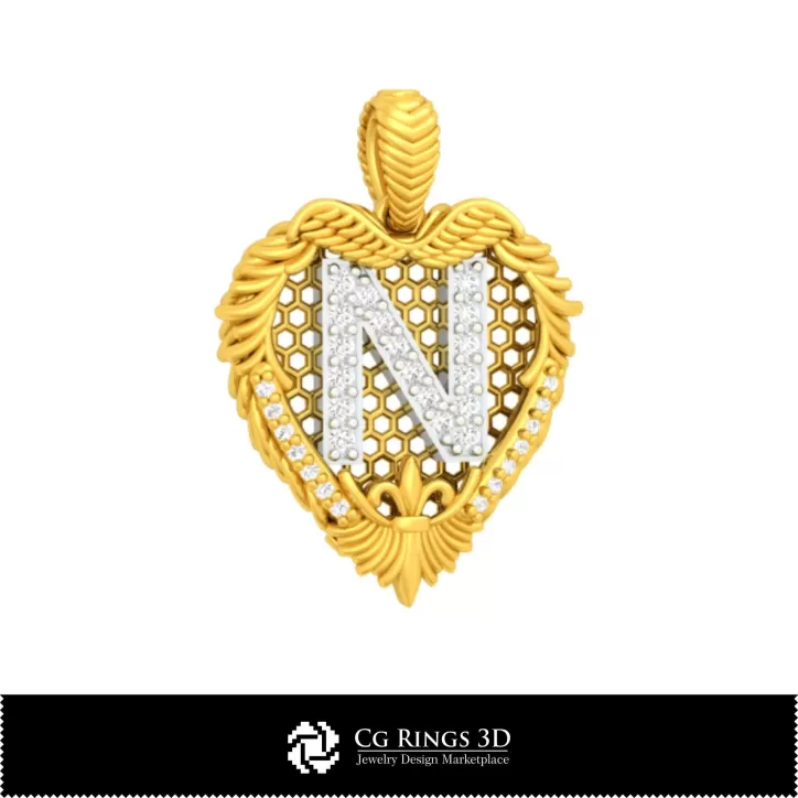 Ciondolo con lettera N - 3D CAD