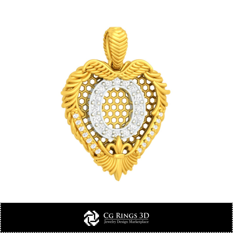 Pendant With Letter O - 3D CAD Home, Bijoux 3D CAO, Pendentifs 3D CAO, Pendentifs Lettre 3D