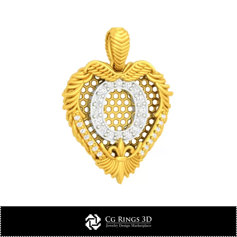 Pendant With Letter O - 3D CAD Home, Jewelry 3D CAD, Pendants 3D CAD , 3D Letter Pendants