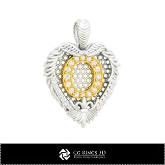 Pendant With Letter O - 3D CAD Home, Bijoux 3D CAO, Pendentifs 3D CAO, Pendentifs Lettre 3D