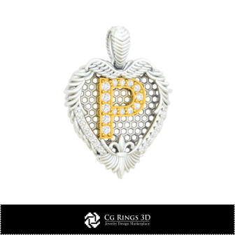 Pendant With Letter P - 3D CAD Home,  Jewelry 3D CAD, Pendants 3D CAD , 3D Letter Pendants