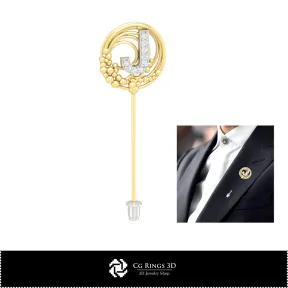 Broche 3D con letra J Hogar, Joyería 3D CAD, Broches 3D CAD, Alfiler de solapa broche 3D