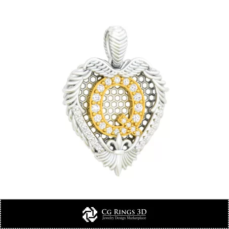 Pendant With Letter Q - 3D CAD