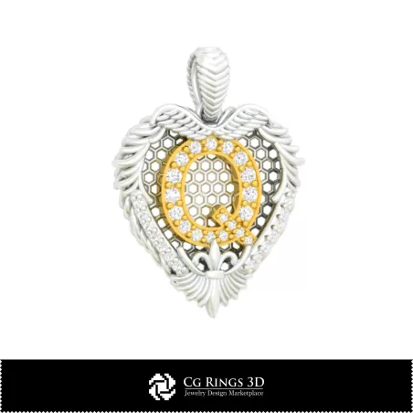 Pendentif avec la lettre Q - CAO 3D