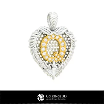 Pendant With Letter Q - 3D CAD Home, Bijoux 3D CAO, Pendentifs 3D CAO, Pendentifs Lettre 3D