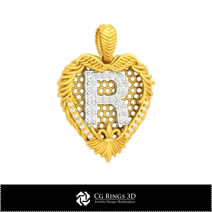 字母 R 吊坠 - 3D CAD