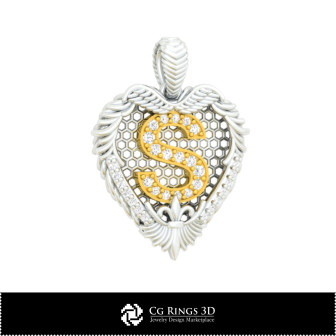 Pendant With Letter S - 3D CAD Home, Bijoux 3D CAO, Pendentifs 3D CAO, Pendentifs Lettre 3D