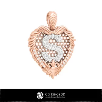 Pendant With Letter S - 3D CAD Home, Bijoux 3D CAO, Pendentifs 3D CAO, Pendentifs Lettre 3D