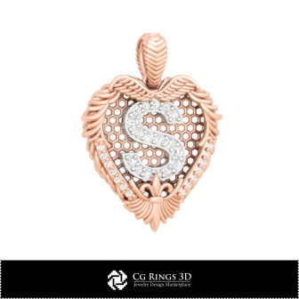 Pendant With Letter S - 3D CAD Home, Bijuterii 3D , Pandative 3D CAD, Pandativ cu Litere 3D 