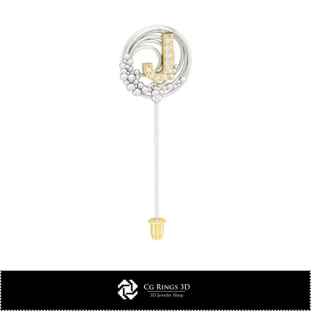 Broche 3D avec lettre J