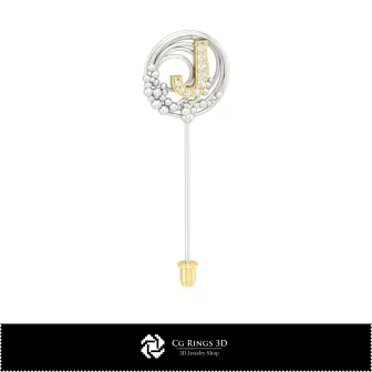 Brosa 3D cu litera J pentru casă, bijuterii CAD 3D, broșe CAD 3D, băț pin broșă 3D