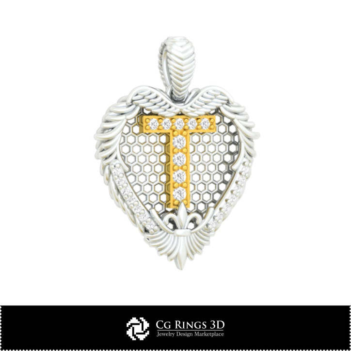 Pendant With Letter T - 3D CAD