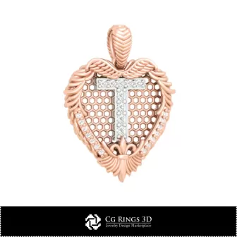 Pendentif avec lettre T - CAO 3D pour la maison, CAO 3D bijouterie, CAO 3D pendentifs, pendentifs lettre 3D