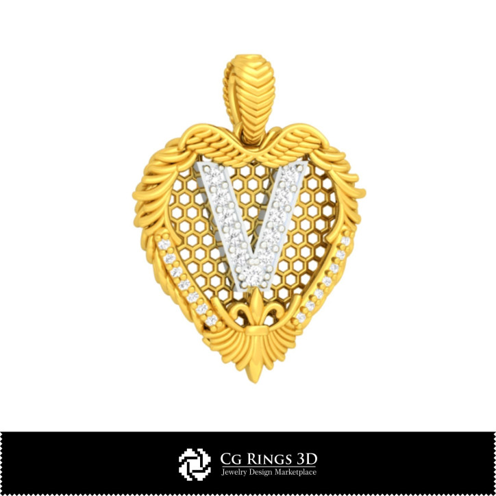 Pendant With Letter V - 3D CAD