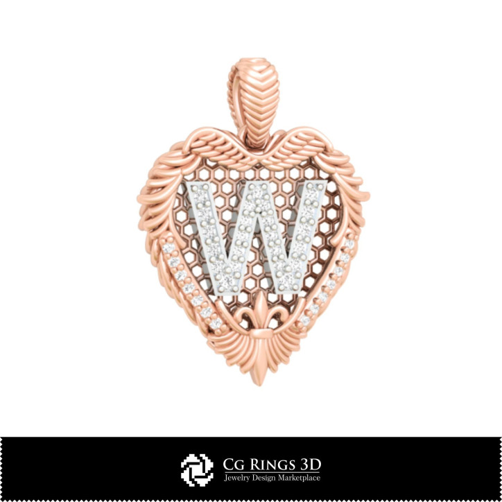 Pendant With Letter W - 3D CAD