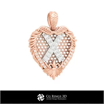 Pendant With Letter X - 3D CAD Home, Bijoux 3D CAO, Pendentifs 3D CAO, Pendentifs Lettre 3D