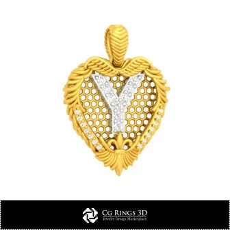 Pendant With Letter Y - 3D CAD Home, Bijoux 3D CAO, Pendentifs 3D CAO, Pendentifs Lettre 3D