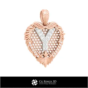 Pendant With Letter Y - 3D CAD Home, Bijoux 3D CAO, Pendentifs 3D CAO, Pendentifs Lettre 3D