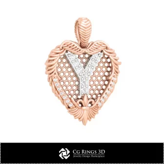 Pendentif avec la lettre Y - CAO 3D Maison, CAO 3D Bijoux, CAO 3D Pendentifs, Pendentifs Lettre 3D