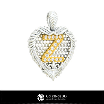 Pendant With Letter Z - 3D CAD Home, Bijoux 3D CAO, Pendentifs 3D CAO, Pendentifs Lettre 3D